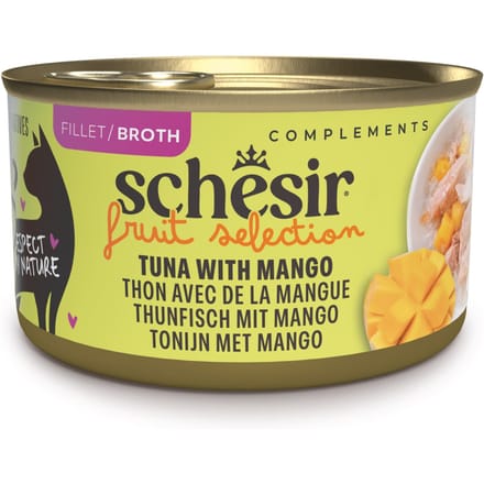12x75g Schesir Cat Fruit Selection tonijn en mango in bouillon natvoer voor katten