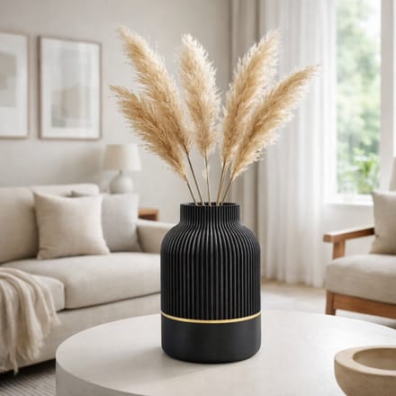 Layerzz - luxury Line 3d geprinte vaas - duurzaam - Uniek - goud accent - 16 CM