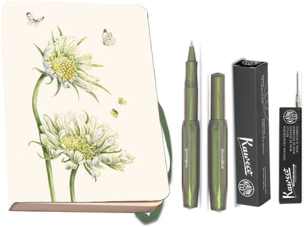 Kaweco - Bekking & Blitz - Schrijfwarenset - NOTEBOOK KLEIN 9,5X15 harde kaft groen - Rollerbal Shadow Green - vullingen