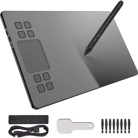 VEIKK A50 grafische tekentablet 10 x 6 inch groot actief gebied 8 sneltoetsen en gebaar-touchpad zwart