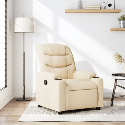 vidaXL - Fauteuil - verstelbaar - stof - crèmekleurig