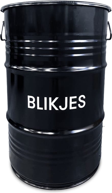 BinBin Handle Blikjes - Afvalscheidingsprullenbak - Zwart Metaal - Ø40x58 cm - 60L - Handvat Deksel - Statiegeld Blikjes