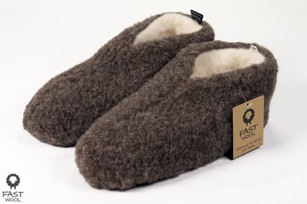 FAST WooL, Spaanse sloffen, 100% wol, bruin, maat 38