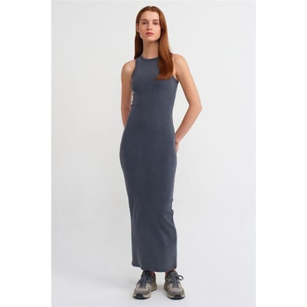 Geribbelde Bodycon Maxi-jurk