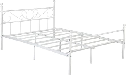 Metalen Bedframe - Twijfelaar - Incl. lattenbodem - 140x200cm - Wit