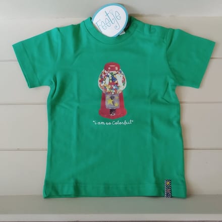 Feetje t-shirt uni groen met snoeppot maat 86