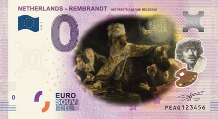 0 Euro biljet 2019 - Rembrandt Het feestmaal van Belsazar KLEUR