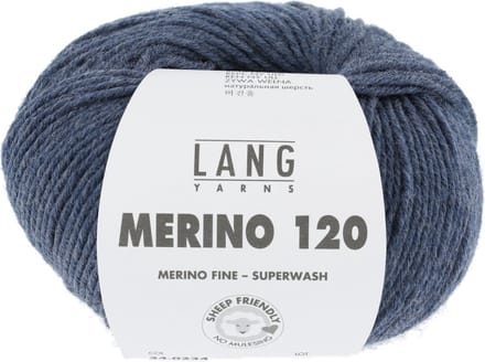 Lang Yarns Merino 120 - 234 denimblauw mix - Merinowol Garen