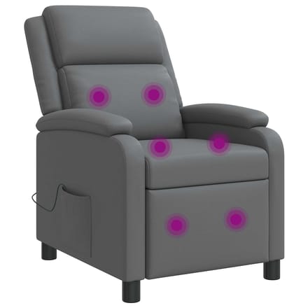 vidaXL - Massage - Relaxstoel - Grijs - Kunstleer