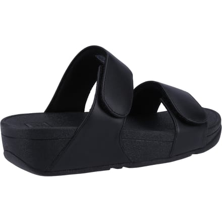 FitFlop Lulu Adjustable Leather Slides Dames Slippers - Zwart