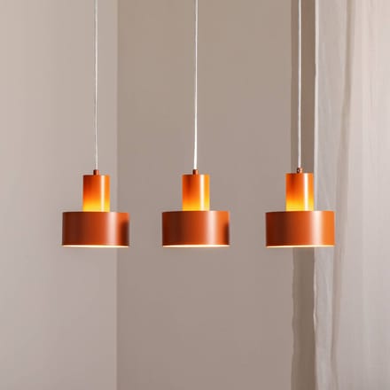 SIGMA Hanglamp Rif 3, baksteenrood, 3-lamps, lineair, staal