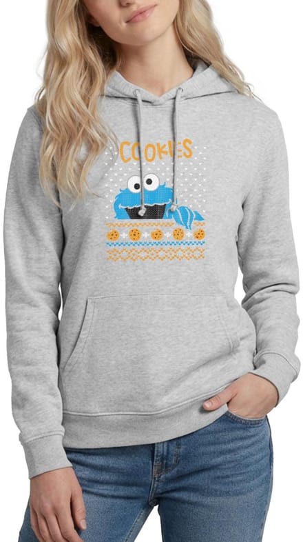 Sesamstraat Koekiemonster Cookies Lelijk Kerst Hoodie Dames