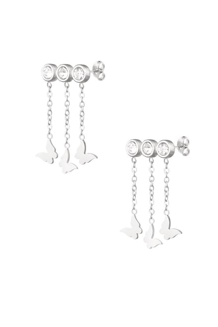 Oorbellen vlindertjes & steentjes Zilver