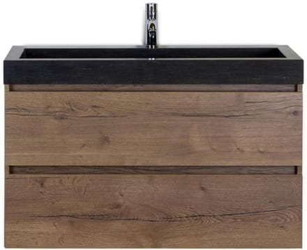 Maxx XL Badmeubelset 100 cm - Tabacco - Wastafel Lucca 1 Kraangat