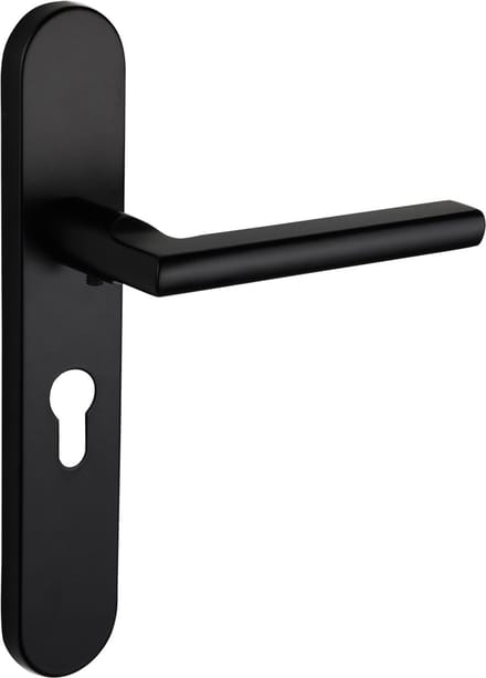 Lavuzo deurkruk Teramo Zwart met afgerond schild PC55 | Per set | Deurklink met schild