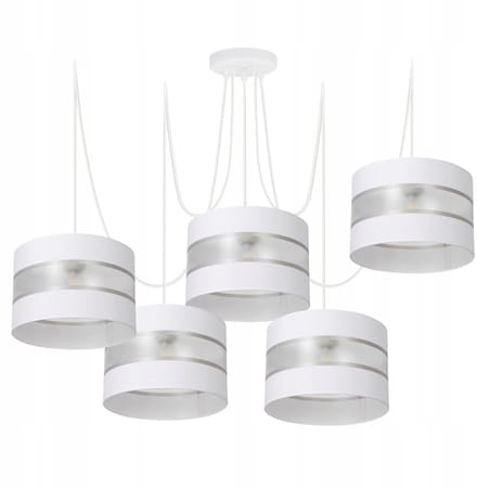 Hanglamp Astra Zilver 5-lichts E27 Metaal/Stof 30cm