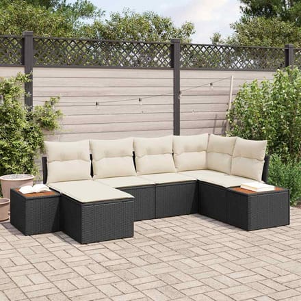 vidaXL Tuin Sofa Set 6 st Zwart poly rattan