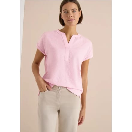 Blouse met overhangende schouders in seersucker kwaliteit