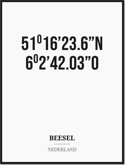 Poster/kaart BEESEL met coördinaten