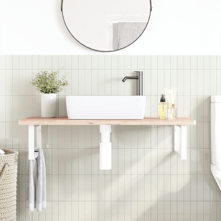 vidaXL - Badkamer - wandschap - staal - en - massief - beukenhout