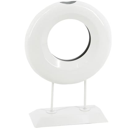 Metalen ornament donut white marble
