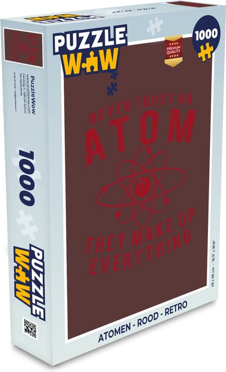 Puzzel Atomen - Rood - Retro - Legpuzzel - Puzzel 1000 stukjes volwassenen