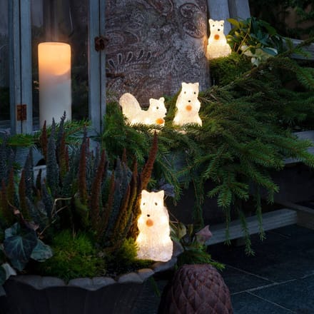 Verlicht kerstfiguur voor buiten - 5 eekhoorns - 40 LEDs - Warm wit - Dimbaar - 12 cm hoog - Kerstverlichting