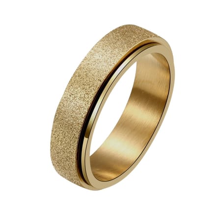 Despora - Anxiety Ring - (Glitter) - Fidget Ring - Stress Ring - Draaibare Ring - Spinning Ring - Spinner Ring - Goudkleurig RVS - (19.00 mm / maat 60)