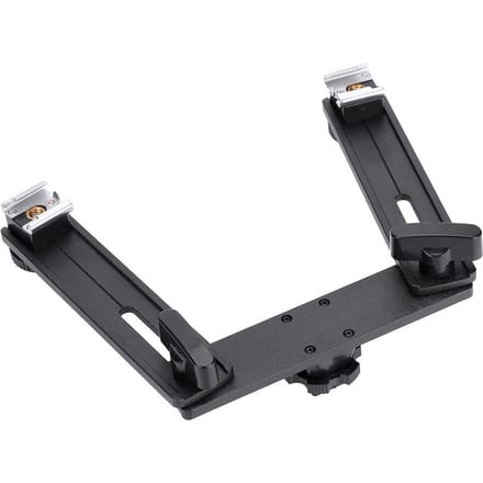 Aluminiumlegering Beugel Houder Standaard met Dubbele Flitsschoen voor Camera Flitser Speedlite black