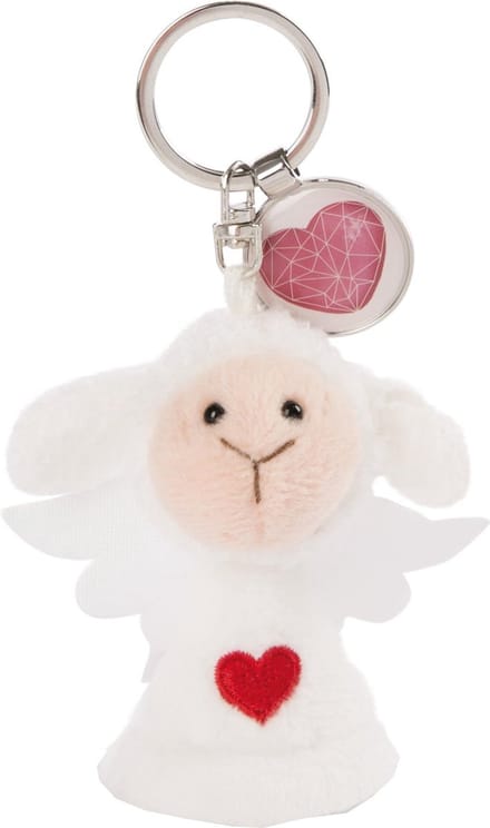 Nici Sleutelhanger Hart Junior 7 Cm Pluche/polyester Wit/roze