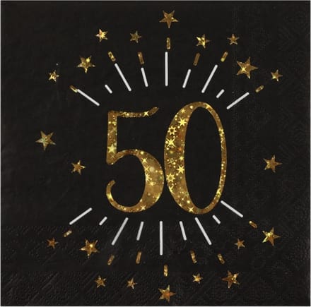 Santex Verjaardag feest servetten leeftijd - 10x - 50 jaar - goud - 33 x 33 cm - Abraham/Sarah