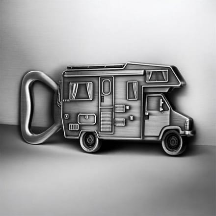 Flesopener Camper Donker Zilverkleurig ( 4.0 x 10 cm )