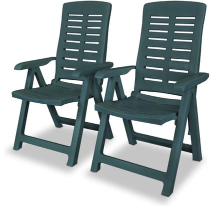 Tuinstoelen 2 st verstelbaar kunststof groen