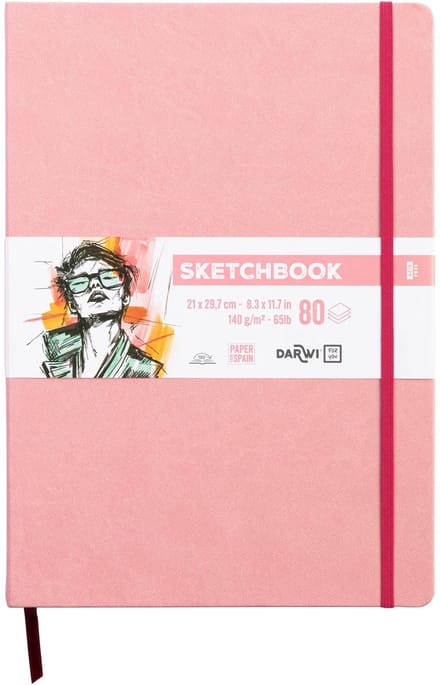 Darwi DFY - Schetsboek - A4 - 140 g - Roze - 80 vellen
