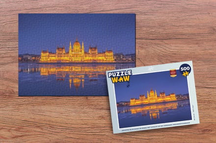 Puzzel IJskappen bij de rivier de Donau met uitzicht op het Hongaars parlementsgebouw - Legpuzzel - Puzzel 500 stukjes