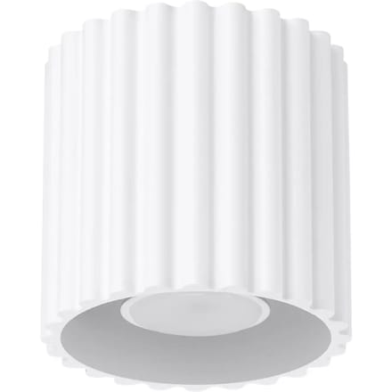 Plafondlamp AURA 1 met geribbeld oppervlak - Sollux Lighting - IP20 - Wit aluminium behuizing - 10 x 10 x 10 cm - 1 x GU10 LED, exclusief lichtbron - Max. 10 W - Minimalistische plafondlamp voor woonkamer, slaapkamer en eetkamer