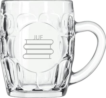 Gegraveerde Bierpul 55cl Juf met boeken
