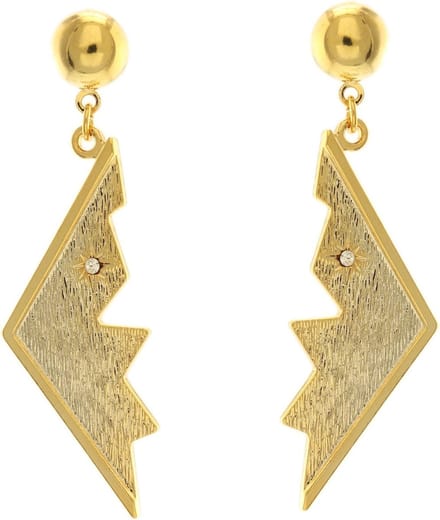 Behave - Dames oorbellen - Goudkleur hanger bliksem design - 5 cm