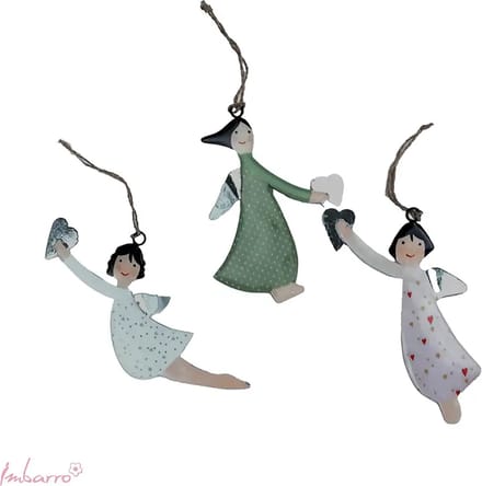 Imbarro - Hangers - Decoratieve Hangers - Engelen - Paola - Set van 3 - Metaal