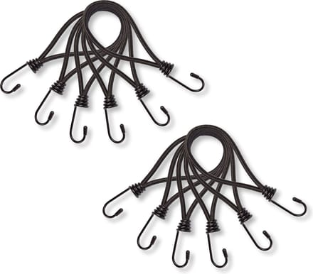 Mini Snelbinders met Haak | Set van 2 Spanelastiek – 12 Stuks | Spanrubbers 20 cm Length | Zwart