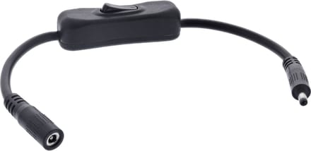 DC verlengkabel met schakelaar | 5,5 x 2,1mm | max. 140W | zwart | 0,20 meter