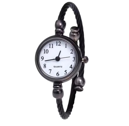 Luxe Dameshorloge - Als Zwarte Armband - Zwart en Wit - RVS