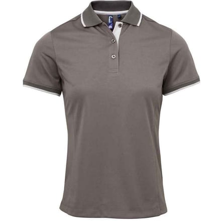 Premier Dames/Dames Coolchecker Contrast Poloshirt (Donkergrijs/zilver)