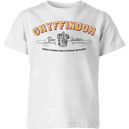 Harry Potter Gryffindor Team Quidditch Kinder T-shirt - Wit - 122/128 (7-8 jaar)