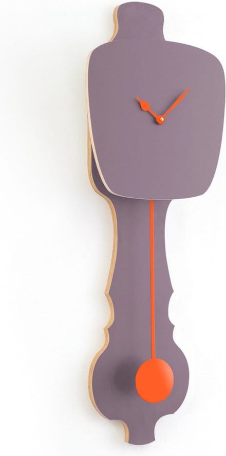 KLOQ Wandklok Lavendel Grijs & Neon Oranje maat L