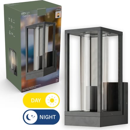 Senso LED Wandlamp buiten glas met nachtsensor - Automatische lichtschakeling - Antraciet