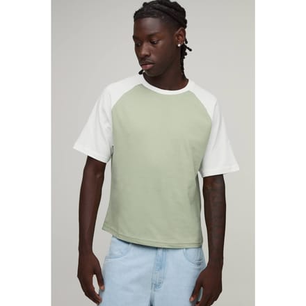 Slim Shrunken Fit Raglan T-Shirt | White | Size Small