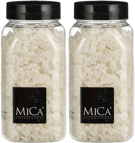 Mica Decorations decoratie steentjes / granulaat - 2x - 650 ml - 4-10 mm - mat wit - siergrind