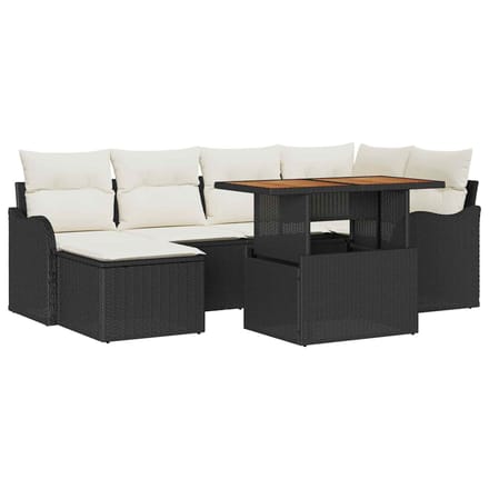 vidaXL - Tuinbank - Set - 7 - st - Zwart - en - crème