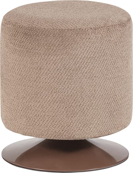 WOOOD Islen Poef Met Draaivoet - Bouclé - Bruin - 47x39x39